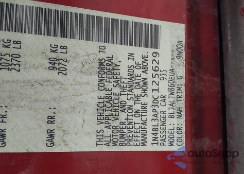 2013 Nissan Altima 3.5 Sv from USA, damaged, VIN 1N4BL3AP3DC125629